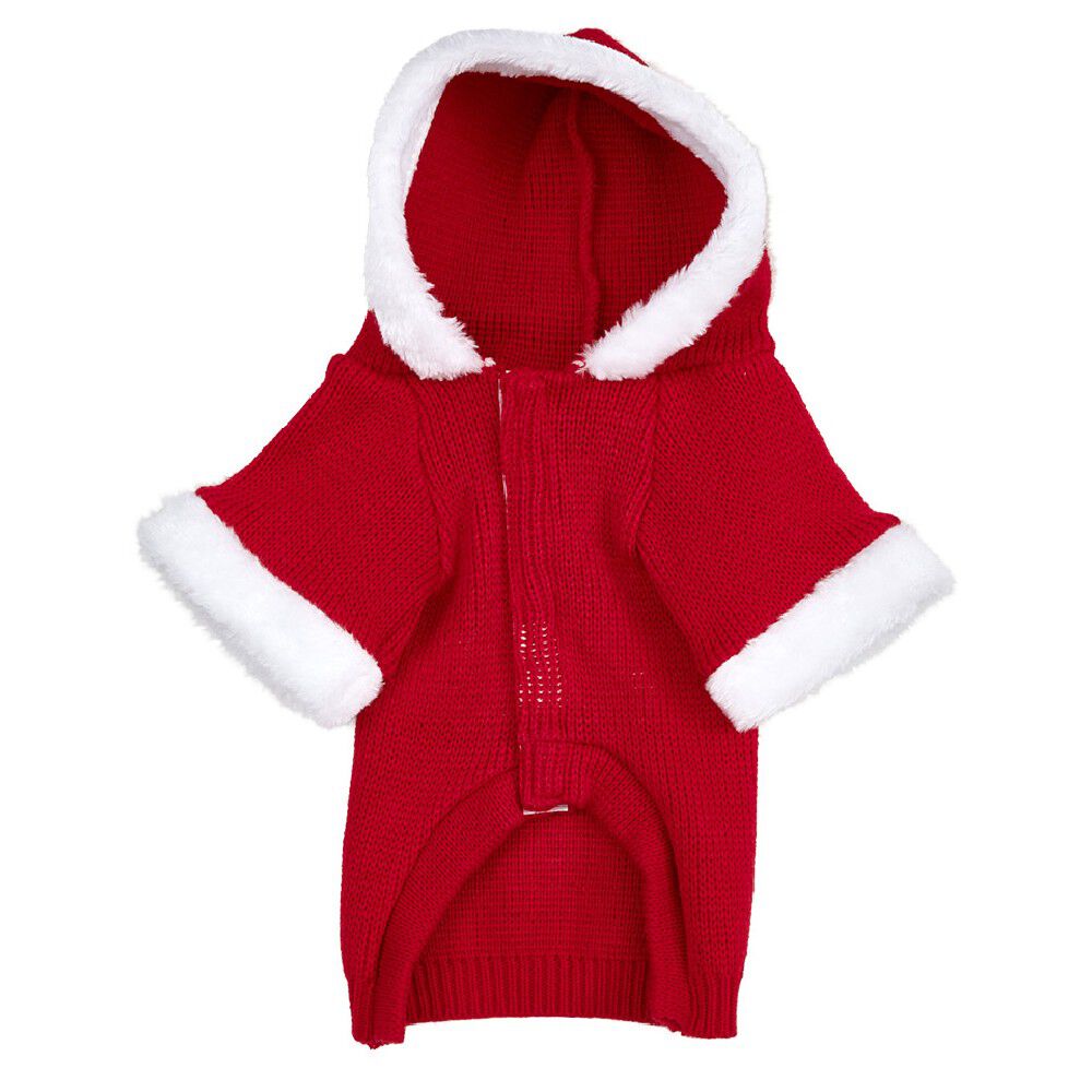 Pull Père No&euml;l pour chien rouge avec capuche