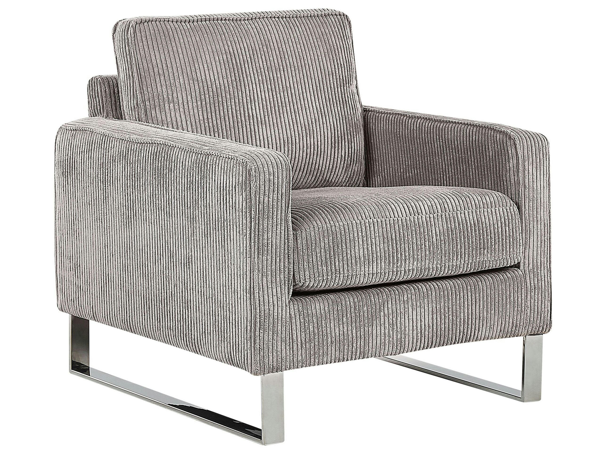 VIND - Fauteuil en velours côtelé gris