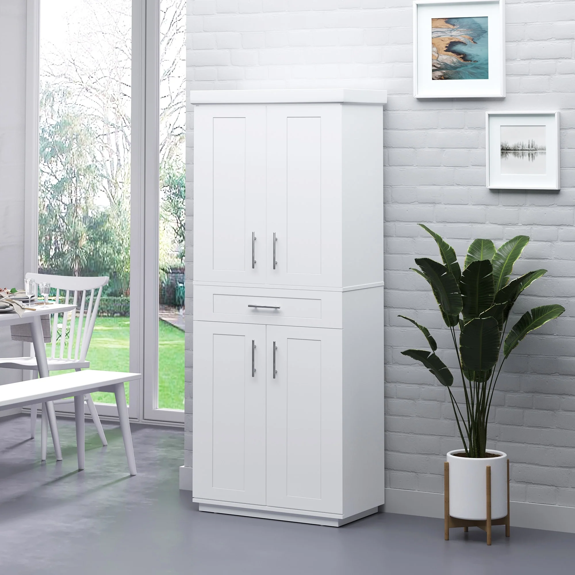 HOMCOM Modern Kitchen Pantry Freestanding Cabinet Cupboard - 30 W x 15.75 D x 72 H