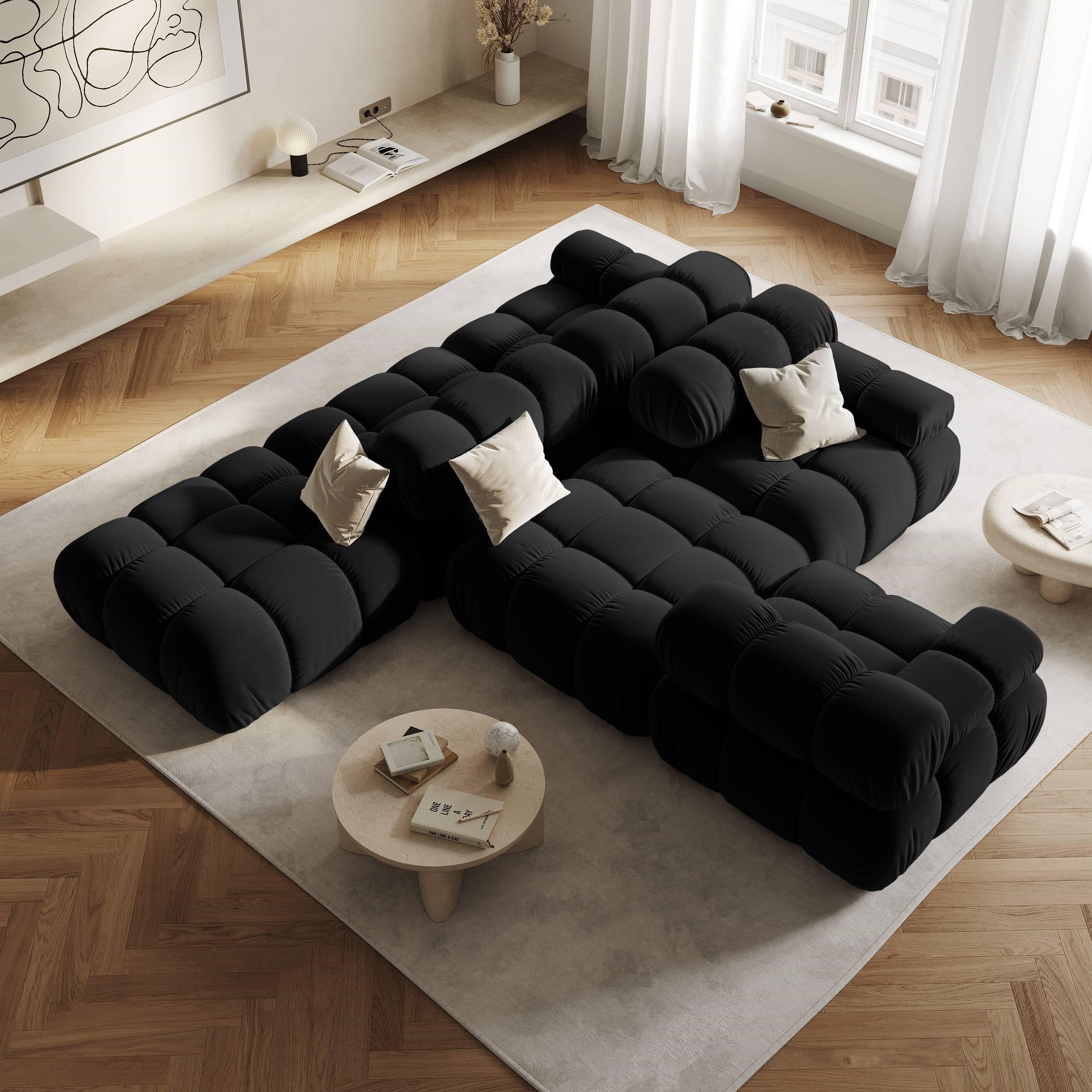 Milo Casa Tropea Modulaire 2-zitsbank Rechts Open met Hocker - Zwart