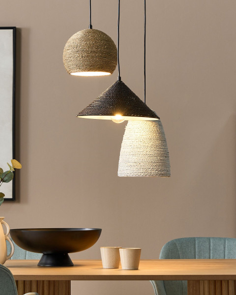 Lampa wisząca ENDRICK Plecionka Naturalny Biały Brązowy