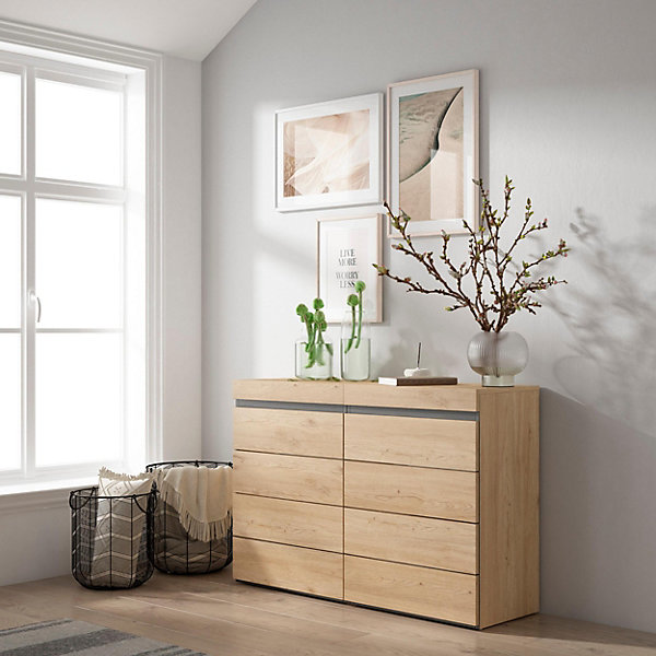 Commode buffet armoire 114x35x75cm couleur chêne