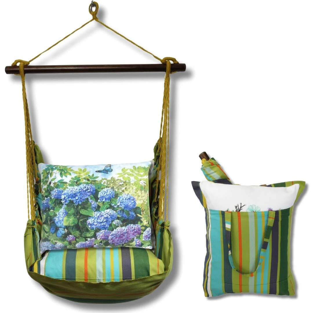 Magnolia Casual Swing Set 4 piece - Citrus Stripe w/ Hydrangeas and Butterfly