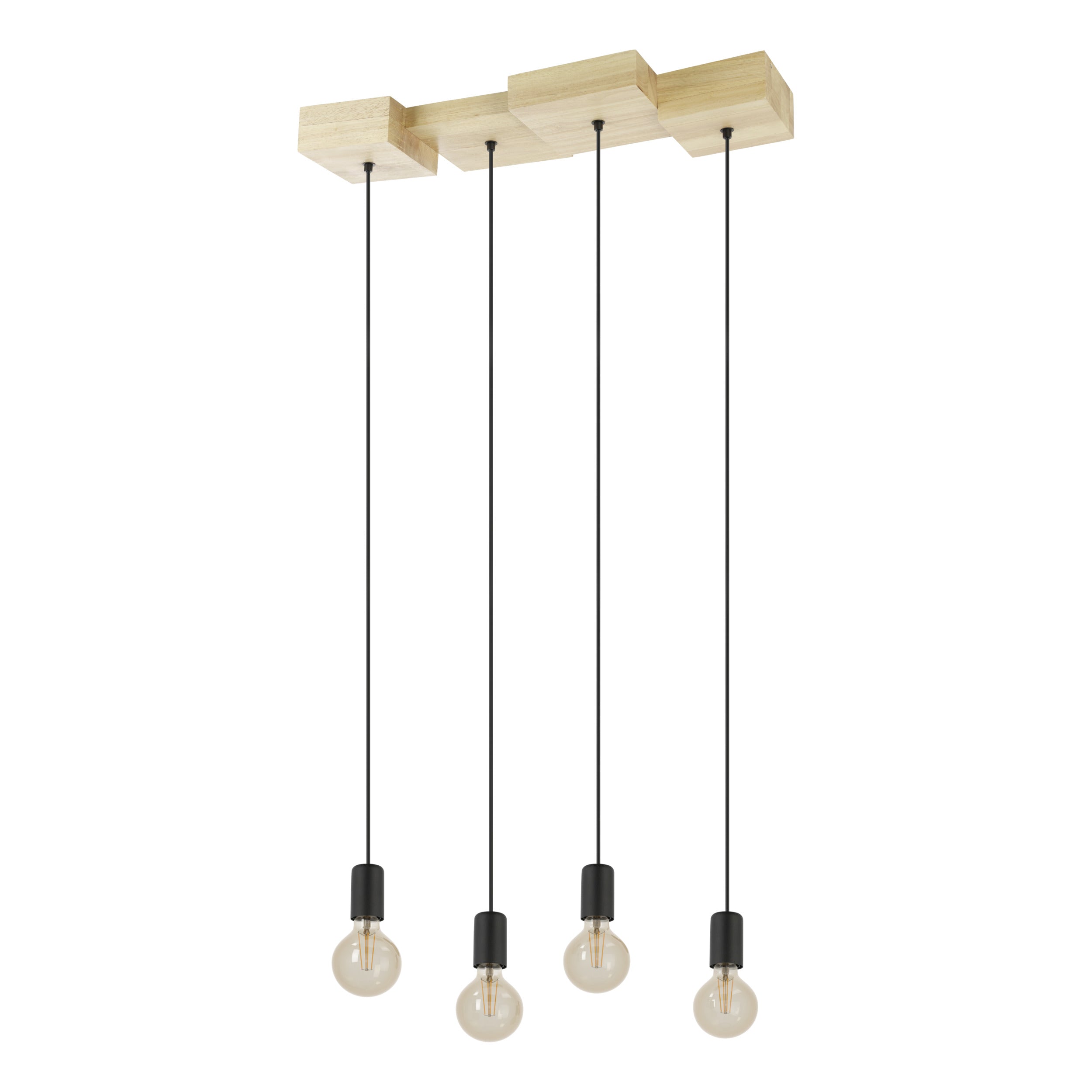 EGLO hanglamp Halkin - e27 - 72 cm - bruin/zwart - hout