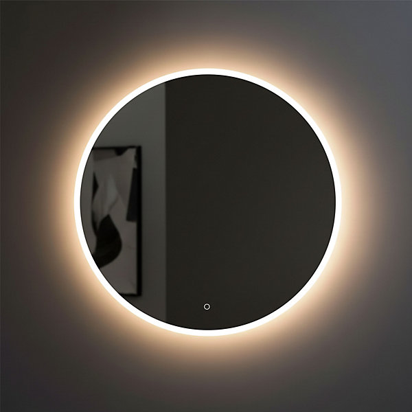 Miroir rond 100 cm avec sablage périmétrique 20 mm rétroéclairé led avec interrupteur tactile