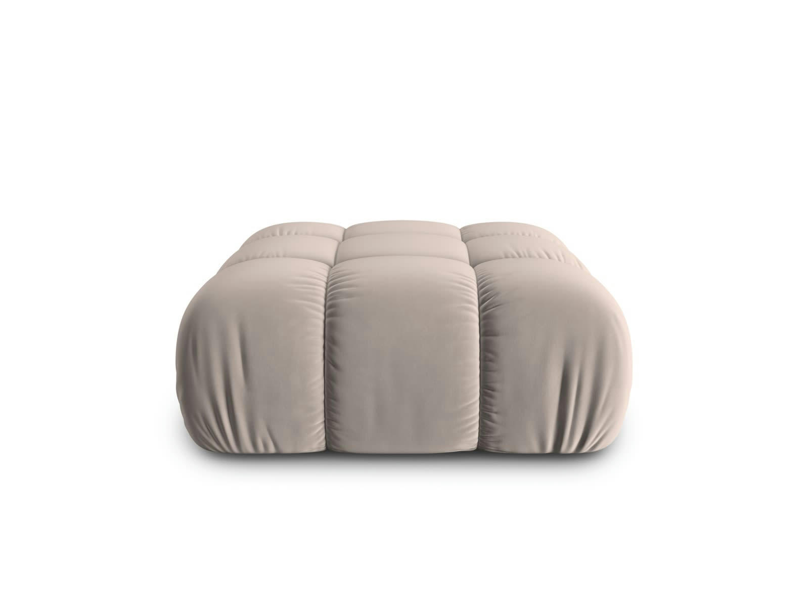 BELLIS - Pouf 1 place en tissu velours beige