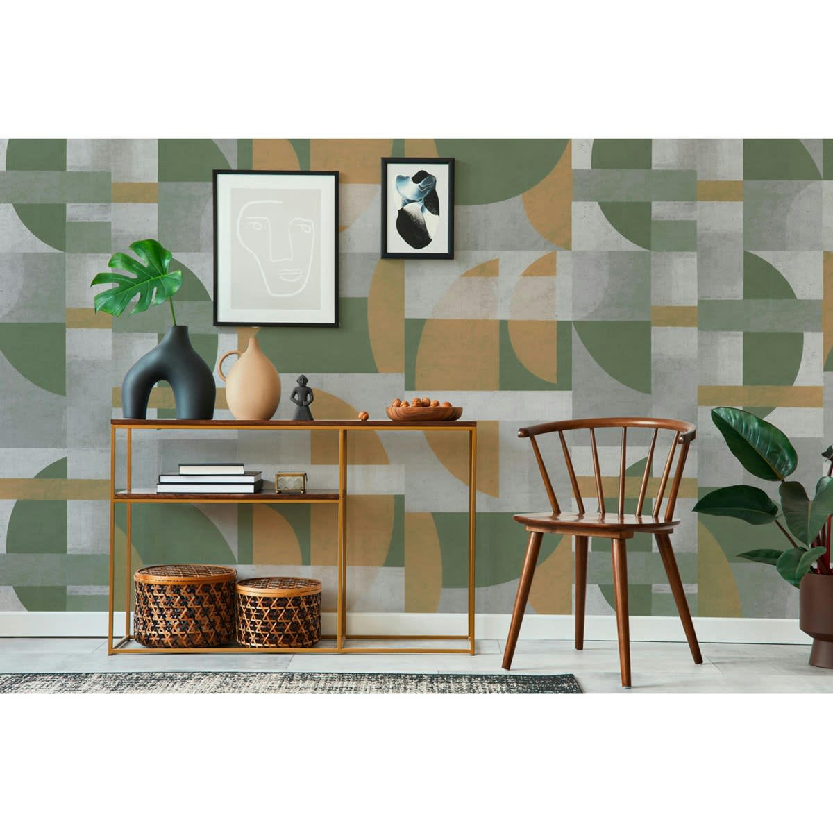 WALTER - Papier peint panoramique motif graphique Beige 432x280cm