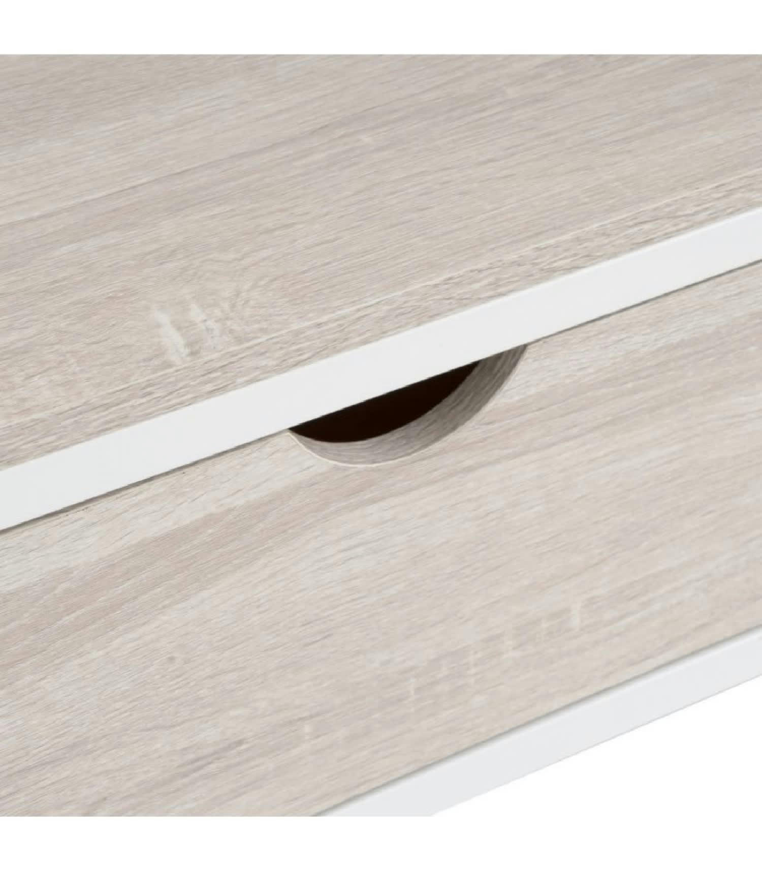 - Meuble de télévision bois MDF et métal blanc 2 tiroirs