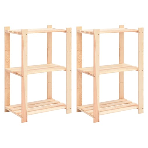 NNEVL 3-Tier Storage Racks 2 pcs 60x38x90 cm Solid Wood Pine 150 kg