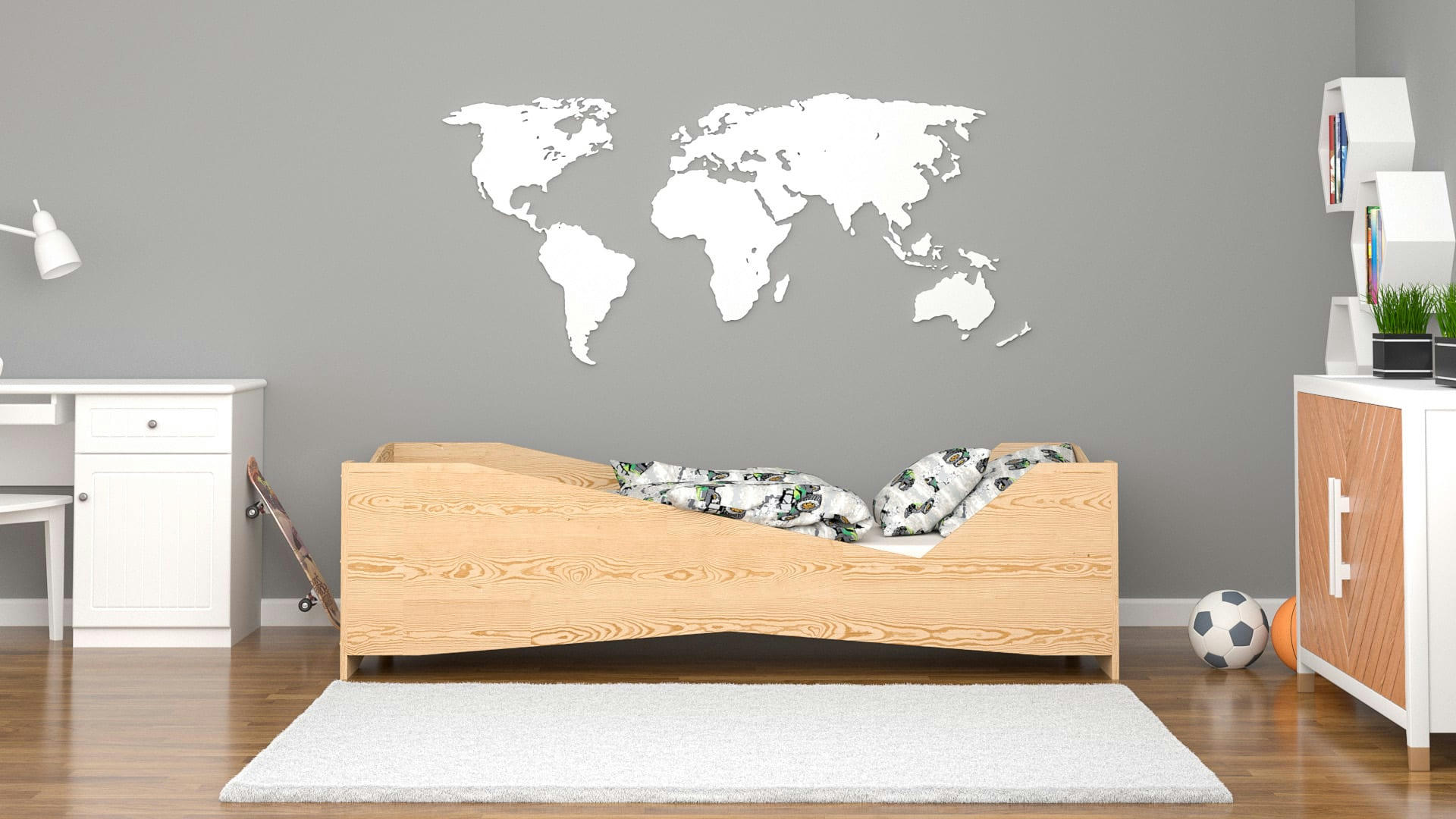 - Lit simple en pin massif 200x90 naturel