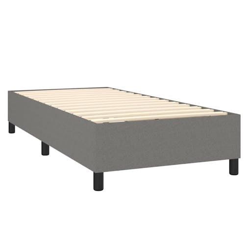 NNEVL Box Spring Bed with Mattress Dark Grey 107x203 cm King Single Fabric