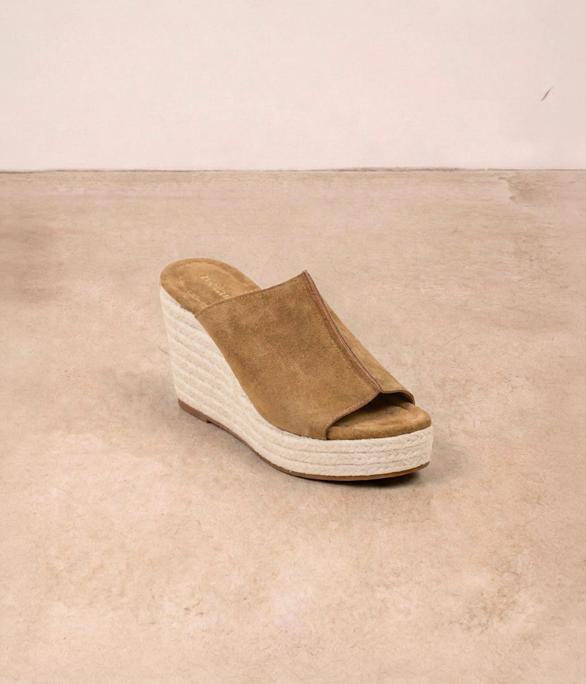 Mules compensées taupe Stefani