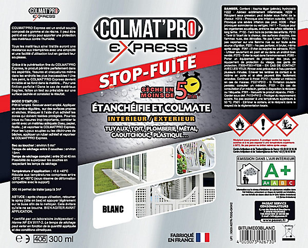 Colmatpro express 300 ml blanc stop fuite