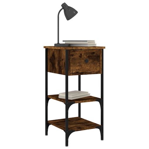 NNEVL Bedside Cabinets 2 pcs Smoked Oak 34x36x70 cm Engineered Wood