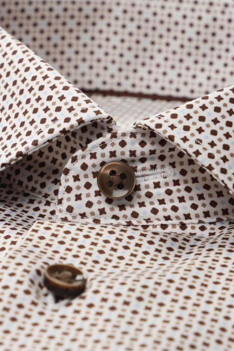 ETERNA Slim Fit Hemd beige/braun, Bedruckt