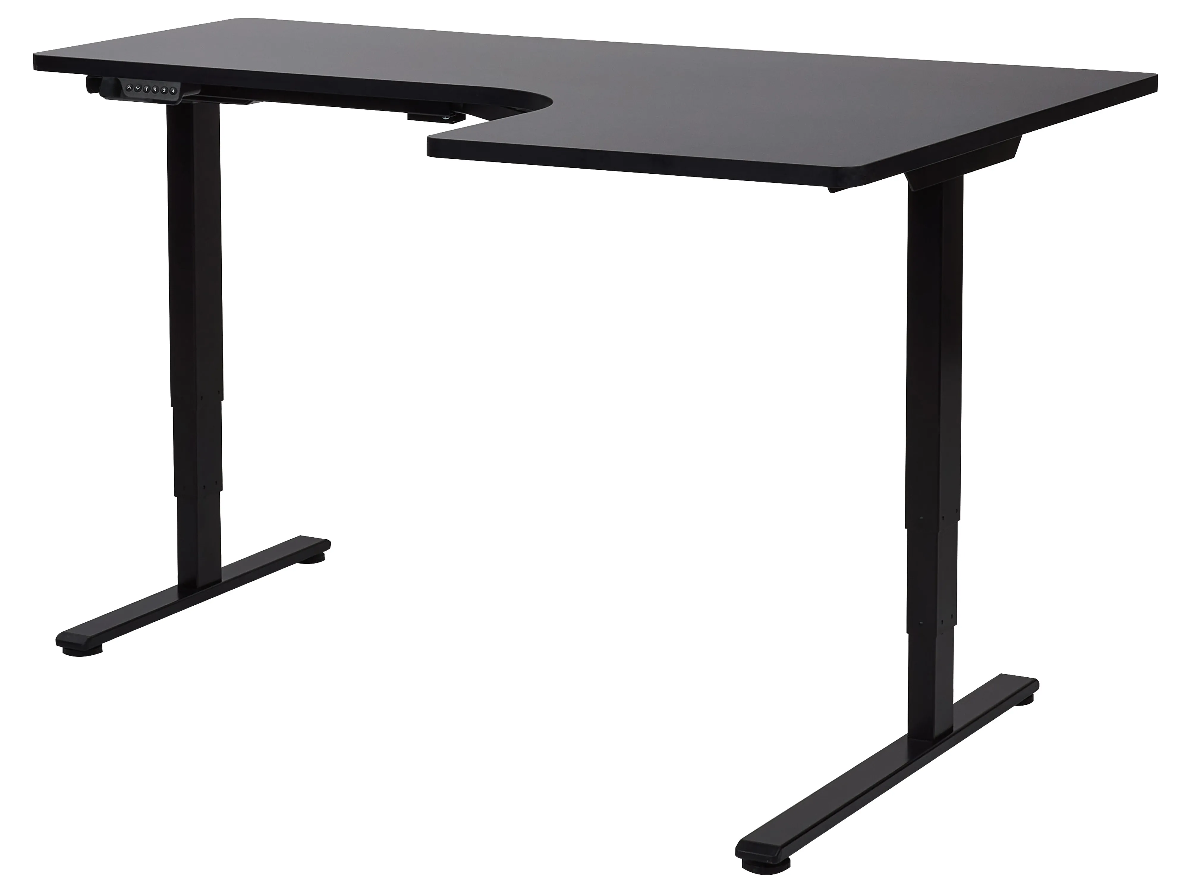 Electric Adjustable Corner Desk DESTINES Black 160 cm 109 cm Left Hand