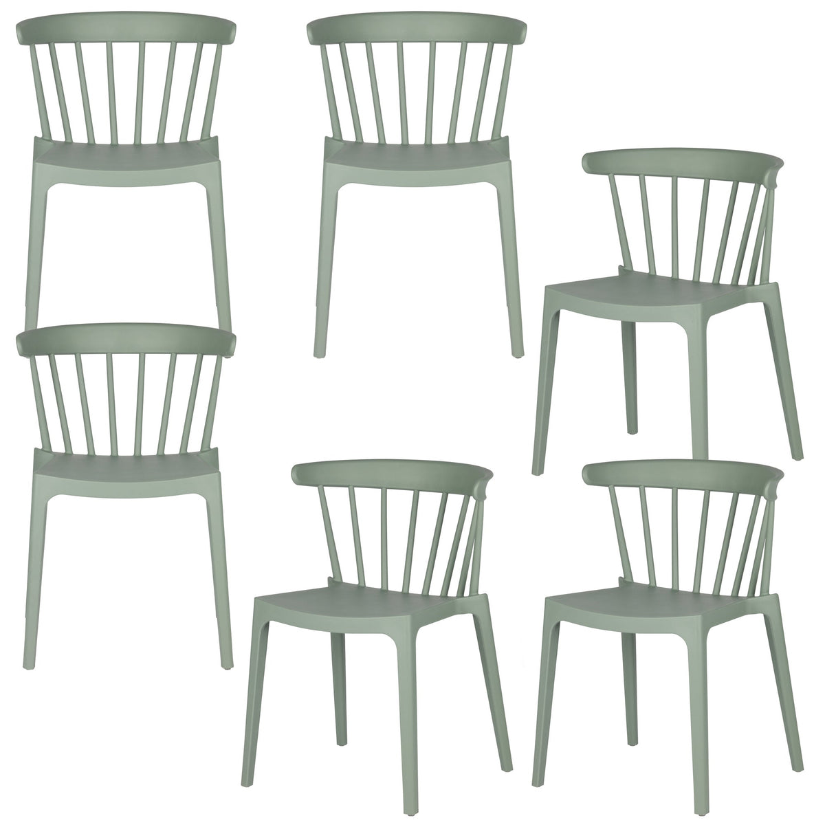 WOOOD tuinstoel Bliss - Kunststof - Jadegroen - Set van 6
