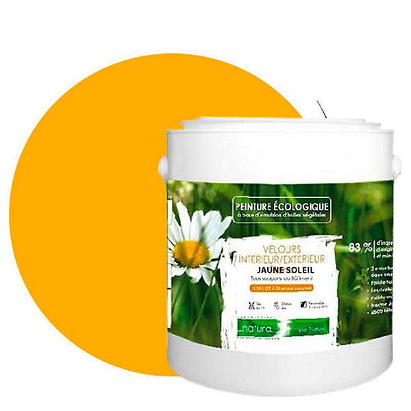 Jaune Soleil Peinture interieur exterieur aspect velours Natura - Jaune Soleil - 2.5L