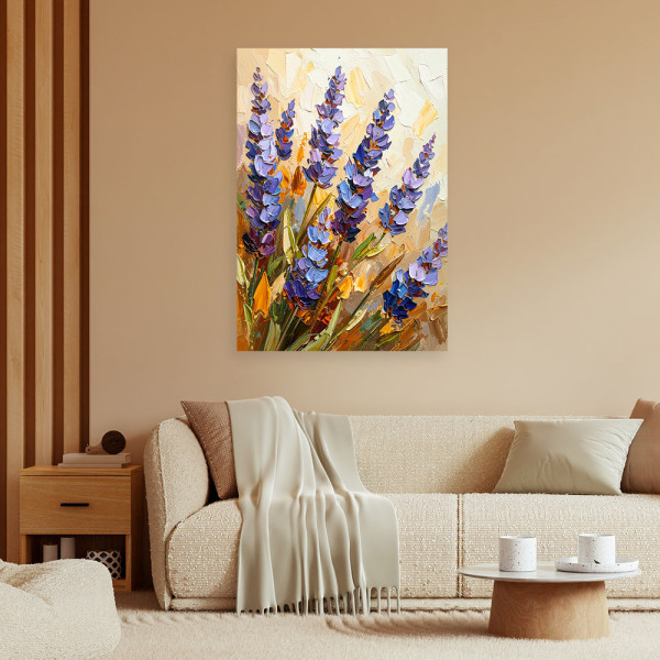 Feeby Obraz do salonu sypialni, Lawenda Kwiaty efekt farby 40x60