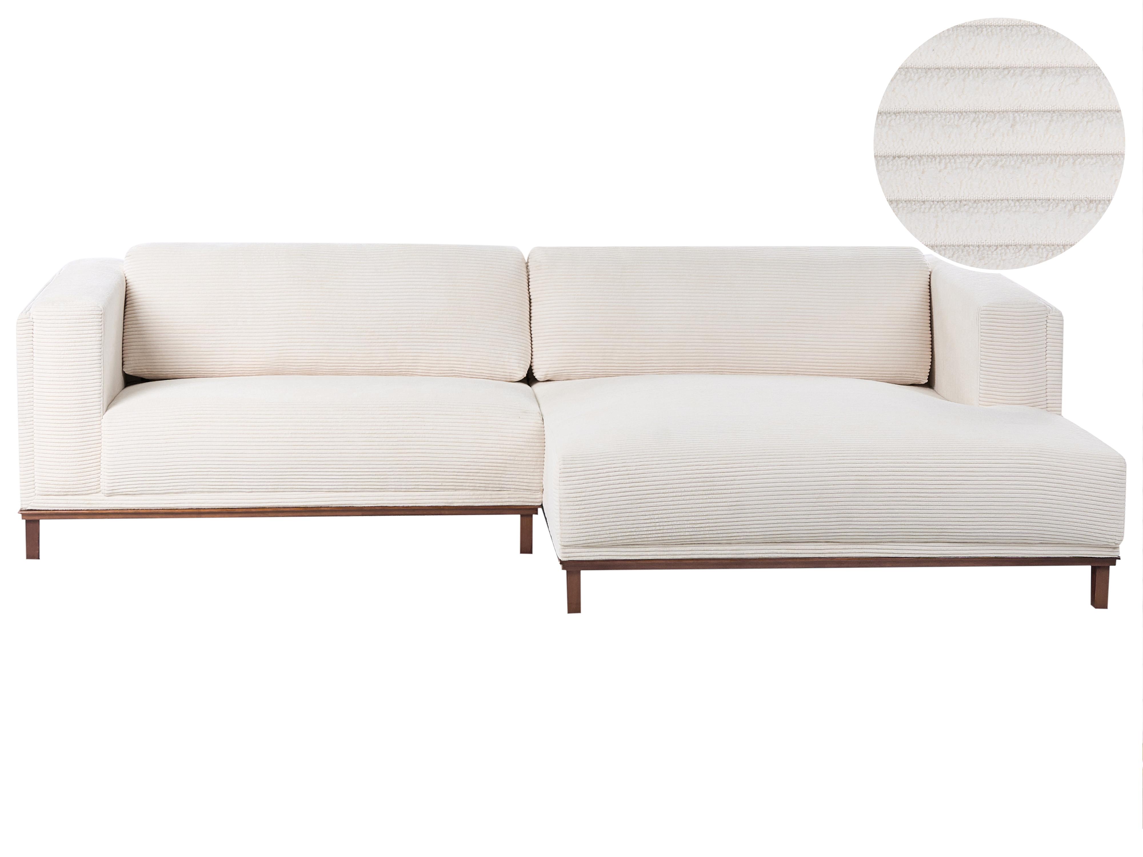 Corner Sofa 4 Seater VENG Corduroy Light Beige Left Hand