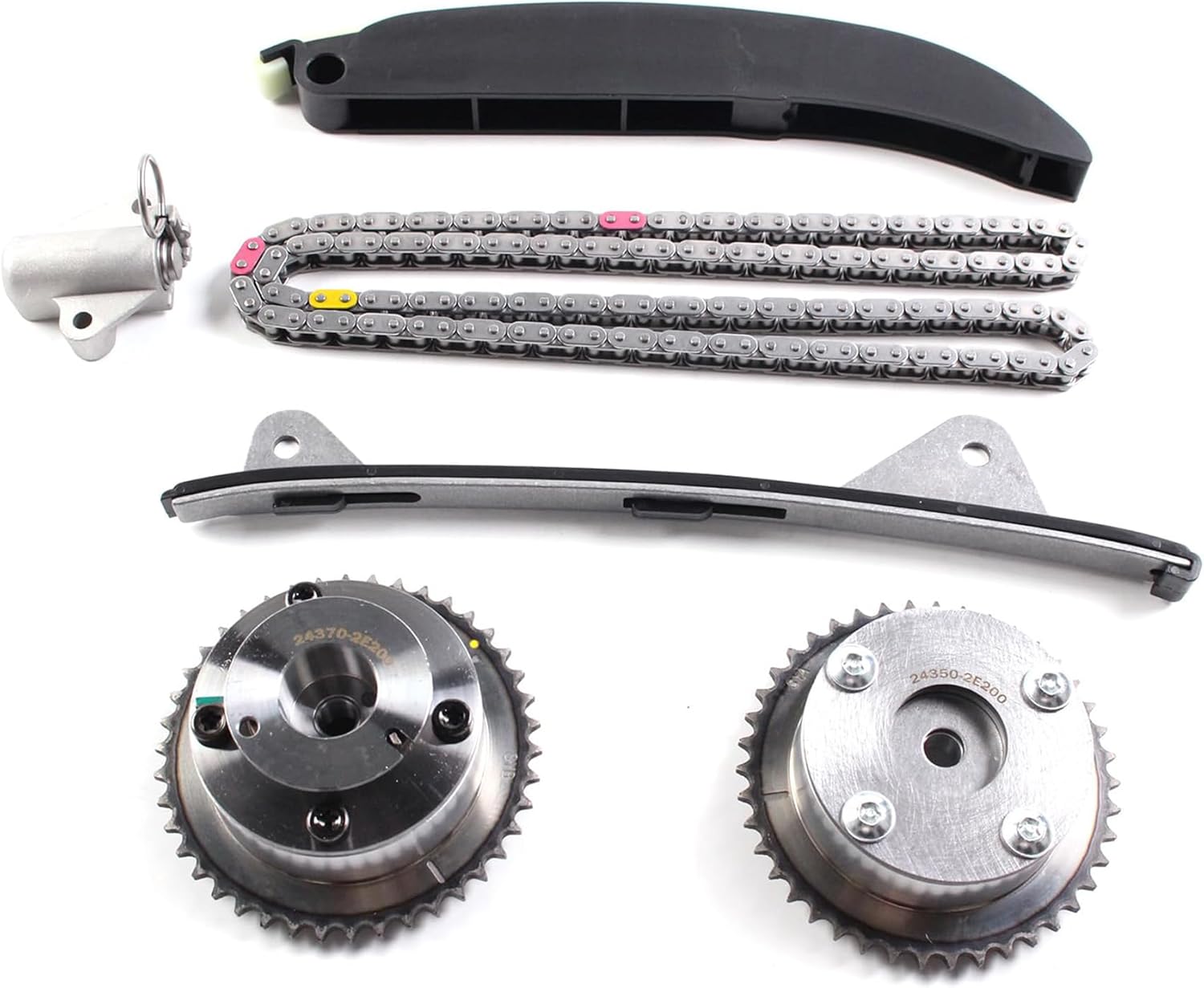 AUCERAMIC Timing Chain Kit With Intake & Exhaust CVVT Gear Sprocket Fit for Hyundai Elantra 2014-2016,Kia Soul 2014-2019, 2.0L G4NA G4NC, Replace# 24321-2E200 24350-2E201