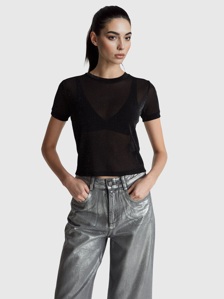 Short sleeve t-shirt with lurex
