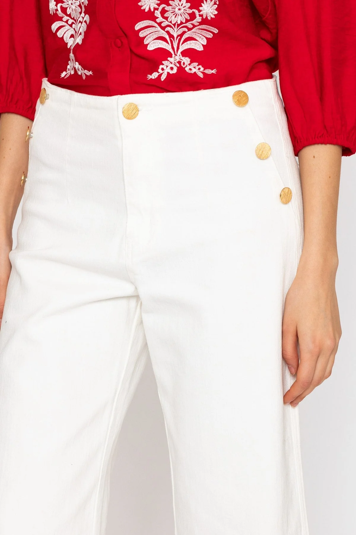 White Wide Leg Cropped Jeans