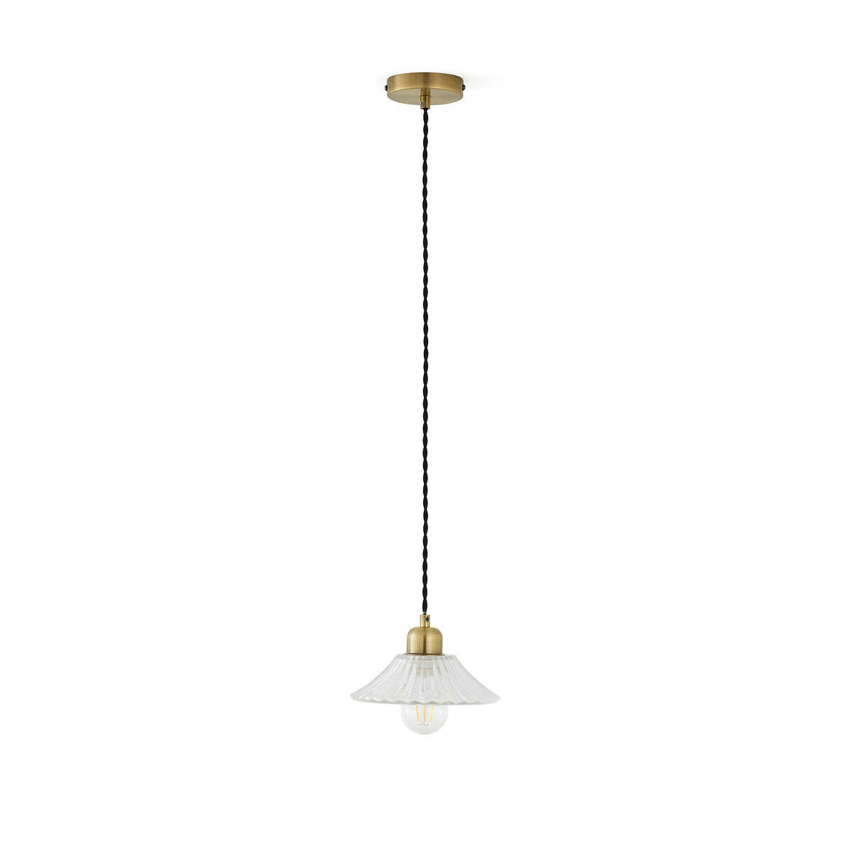 Suspension laiton et verre strié Ø19,3 cm, Iloa