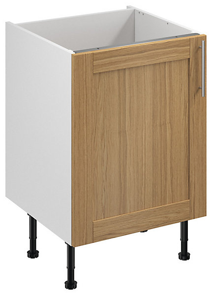 Meuble bas de cuisine avec 1 porte GoodHome Verbena chêne massif L. 60 x H. 72 cm