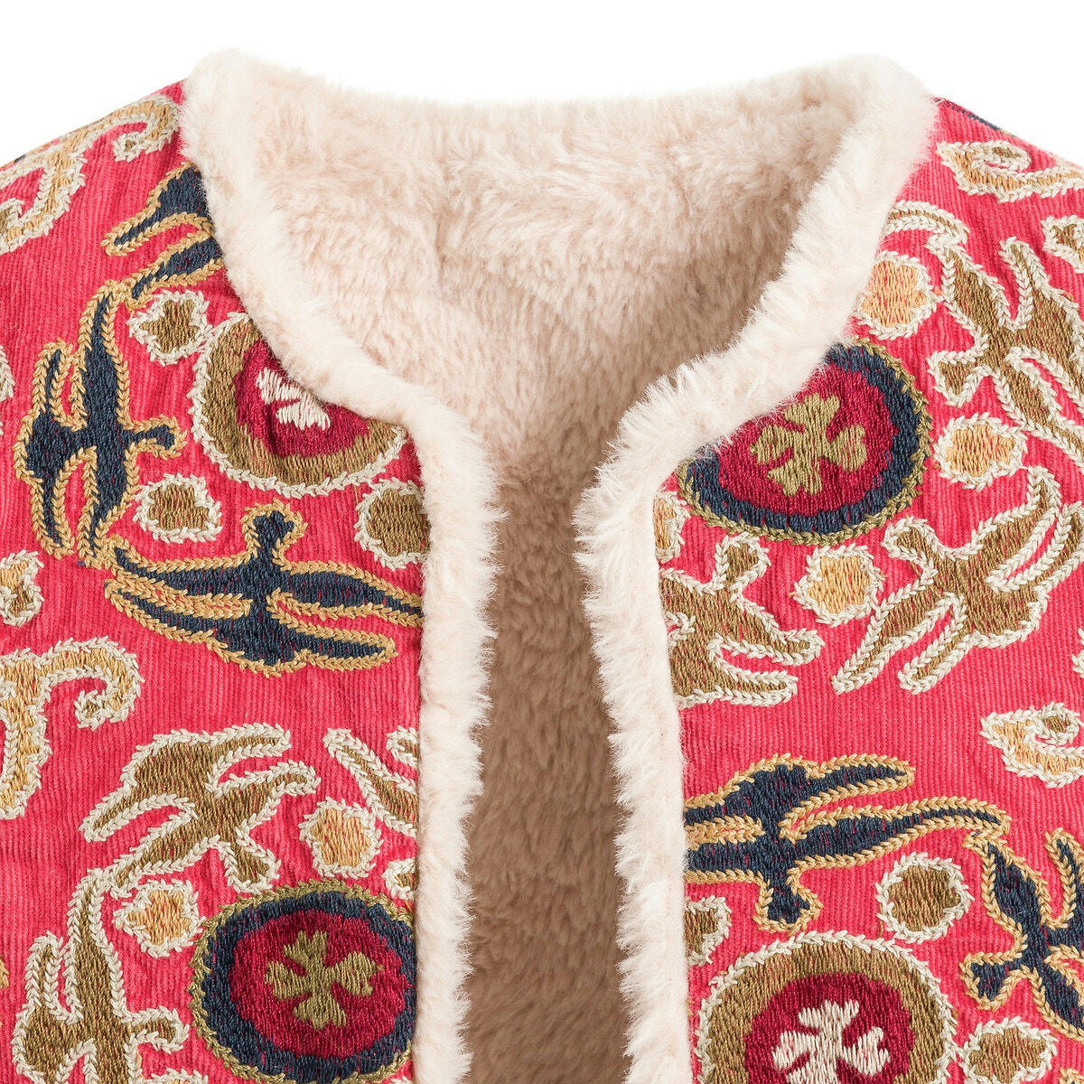 Gilet sans manches réversible en velours brodé