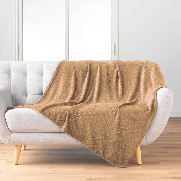Narzuta flanelowa brązowa 125x150 cm OLENA - V