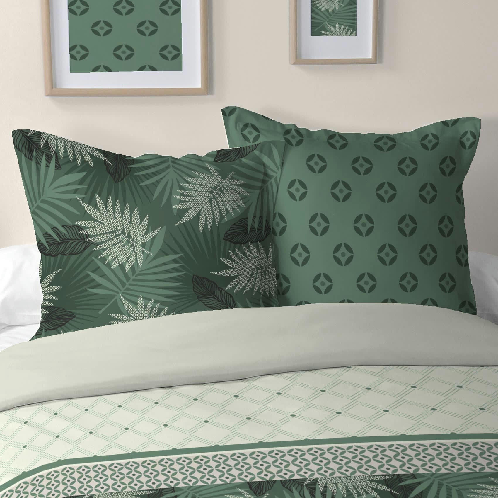 - Parure de couette au style feuillu coton vert 240x220 cm