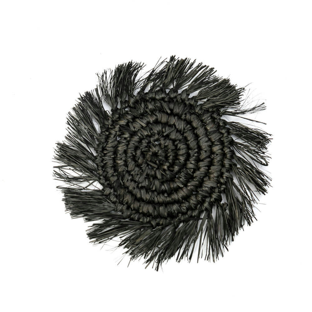 FRINGE RAFFIA - Sous-verre en raphia noir