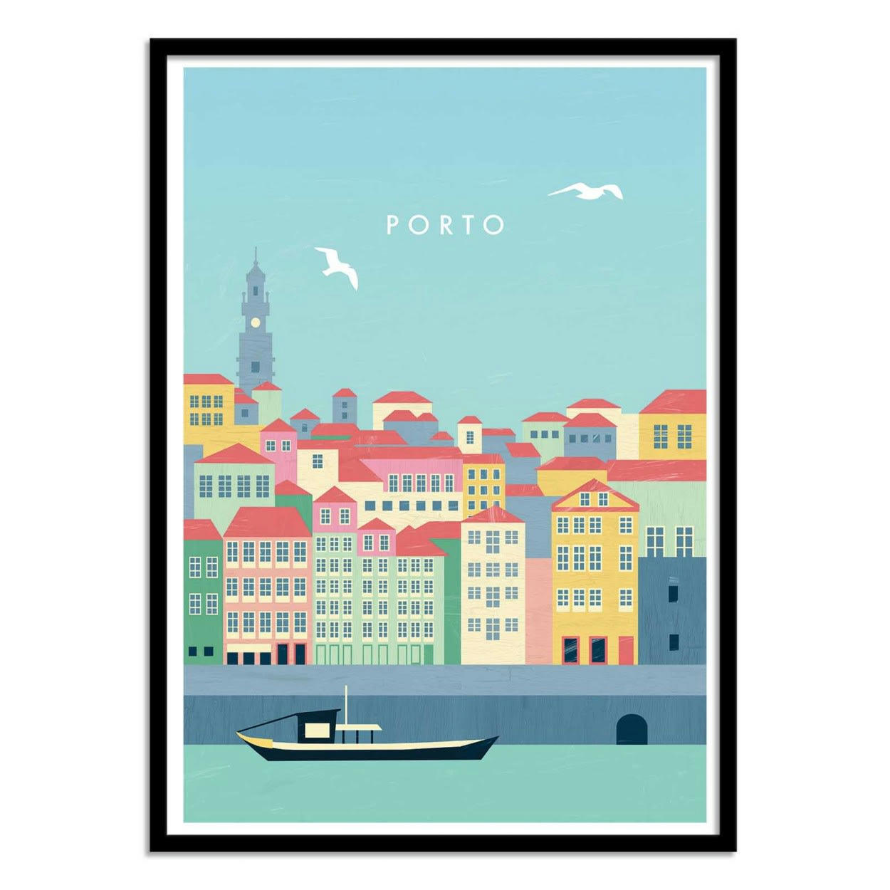 KATINKA REINKE - PORTO - Affiche d'art avec Cadre bois noir - 50 x 70 cm