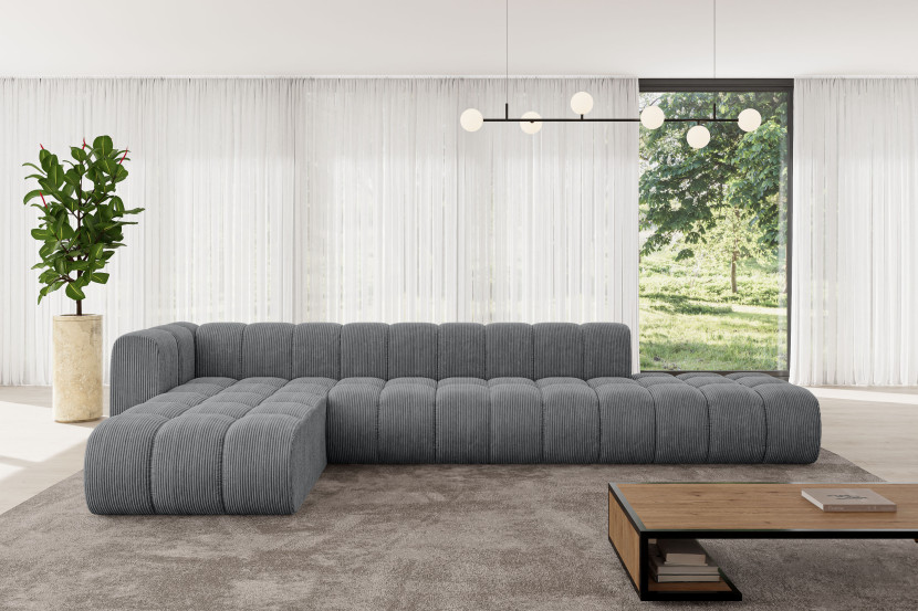 Narożnik lewostronny modułowy Zuvon-L2 - 387x177x70 cm Grafitowy