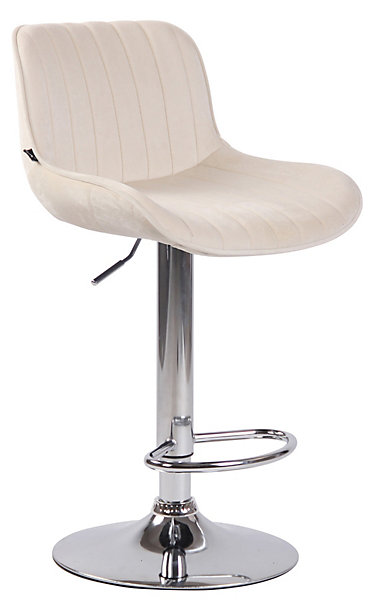 Lot De 2 Tabourets De Bar Lentini En Velours, Chaise Haute Bistrot Avec Repose-pieds Hauteur RéglableCrème/Chrome