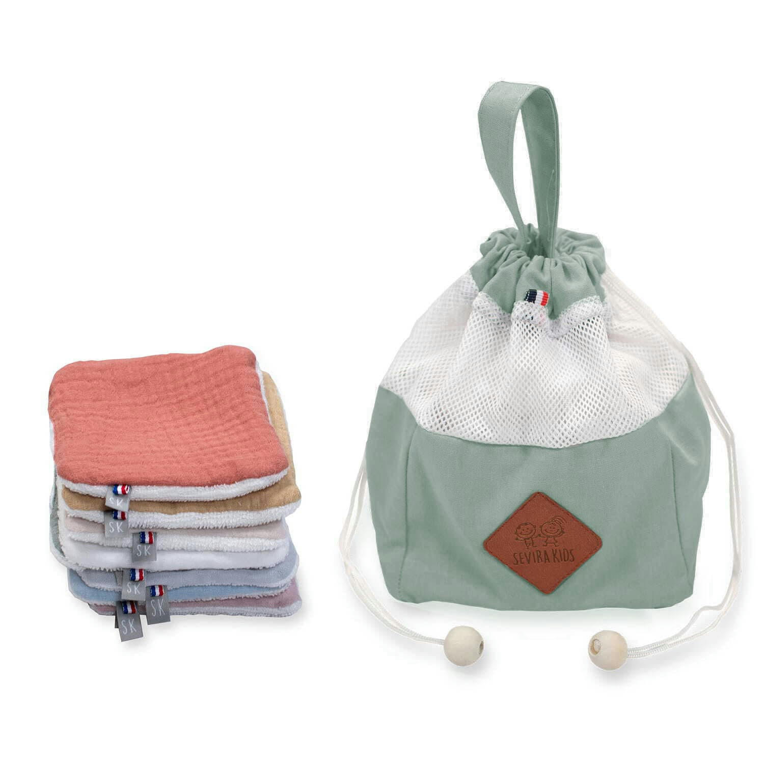 JEANNE - Pochon distributeur et 8 lingettes lavables