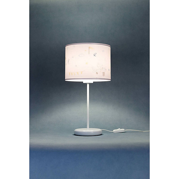 Lampe de chevet enfant Sweet Dream 22,5 x 22,5 x 44 cm Tissu PVC imprimé animaux dans vol sur fond blanc, intérieur blanc