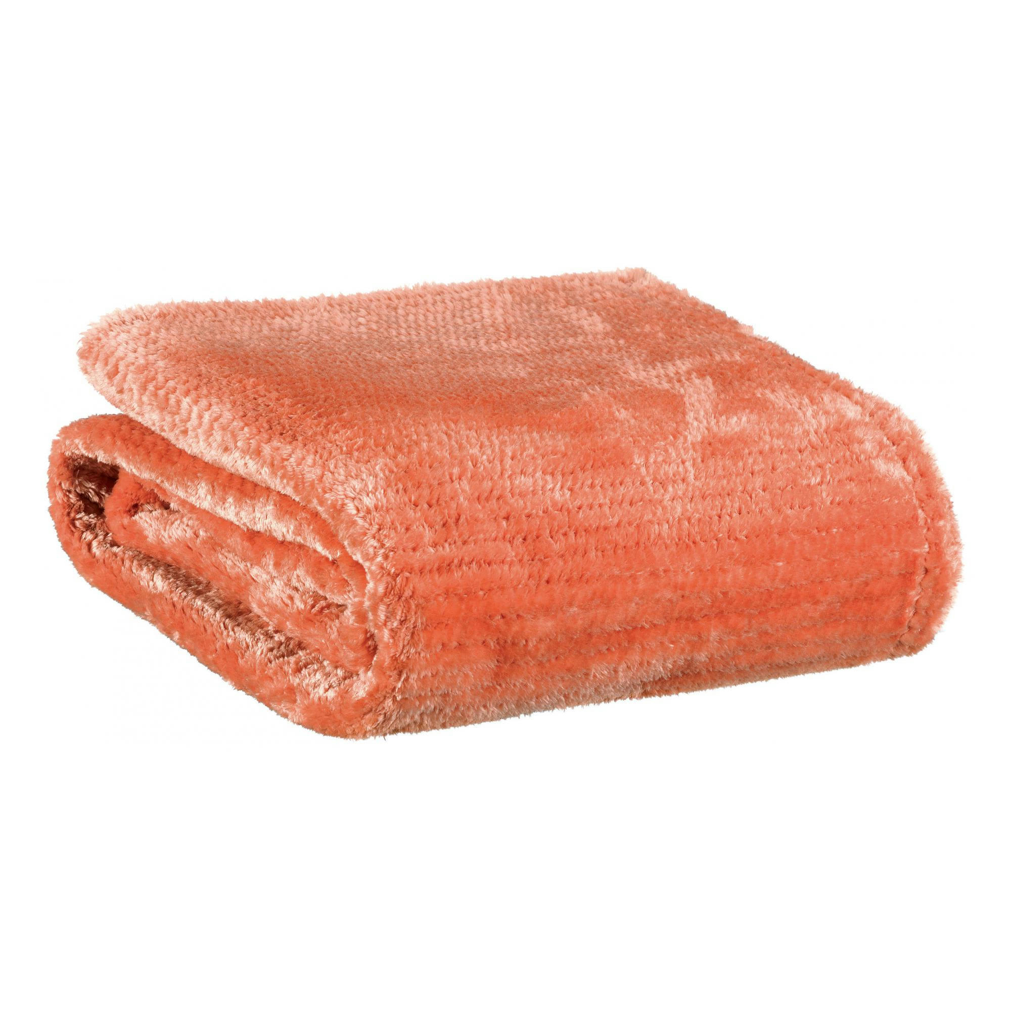 ADEL - Plaid  en polyester terracotta 130 x 160