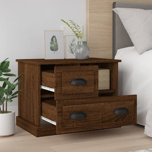 NNEVL Bedside Cabinet Brown Oak 60x39x45 cm