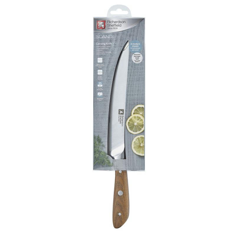 SCANDI - Couteau à découper 20 cm en Acier X50CrMoV15 + Bois de frêne fumé Noi