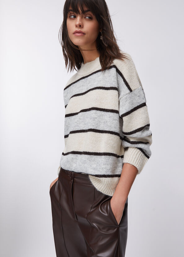 Maglia a righe in lana e alpaca