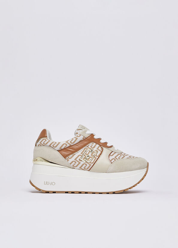 Sneakers super platform in monogram jacquard