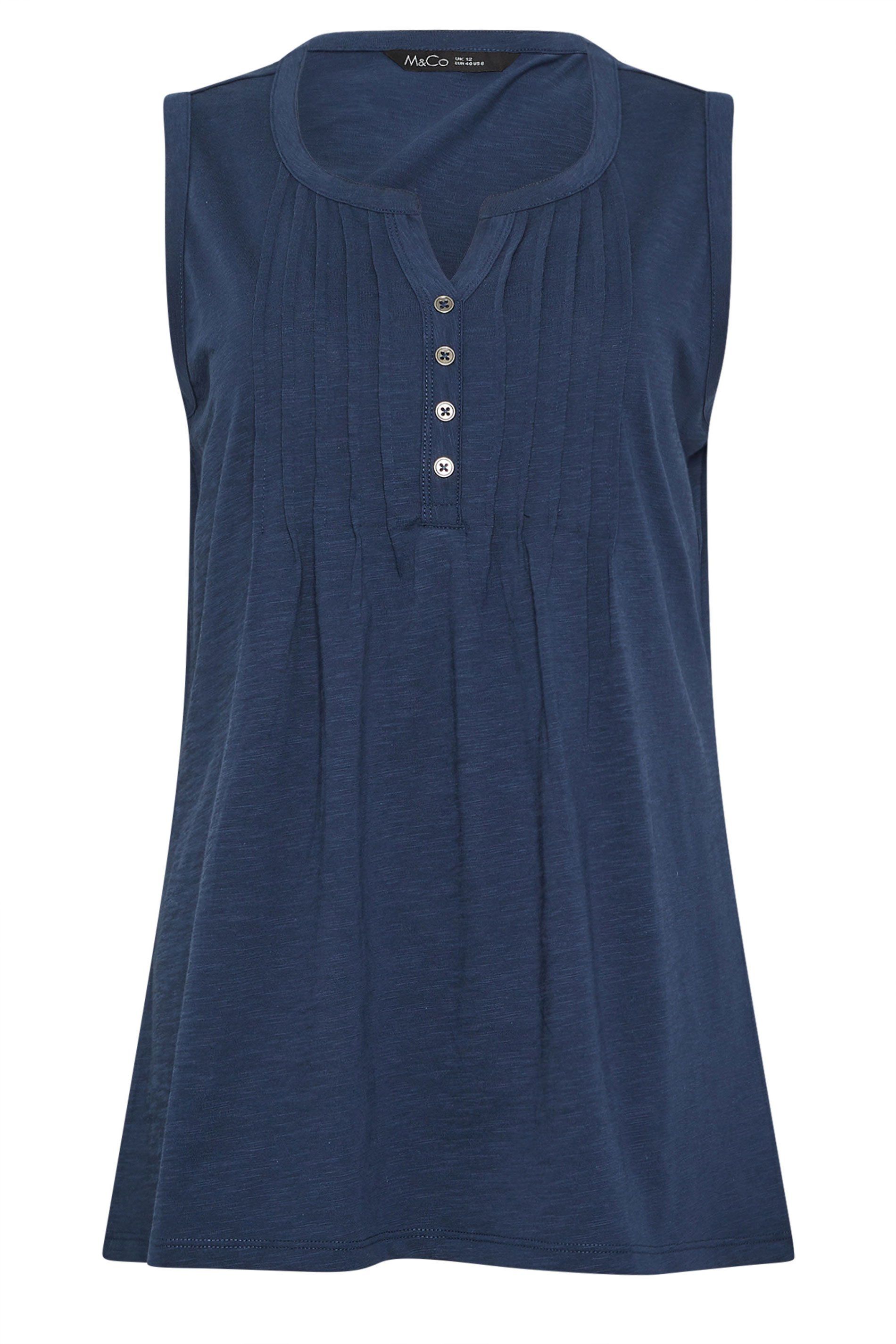 M&Co Sleeveless Henley Top