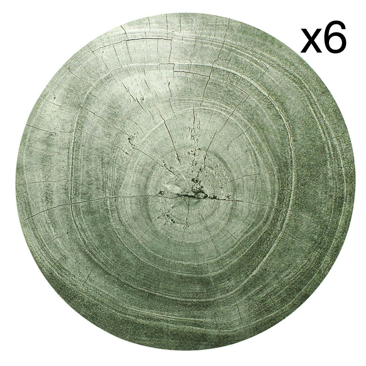 WOOD - Lot de 6 sets de table effet bois grisé