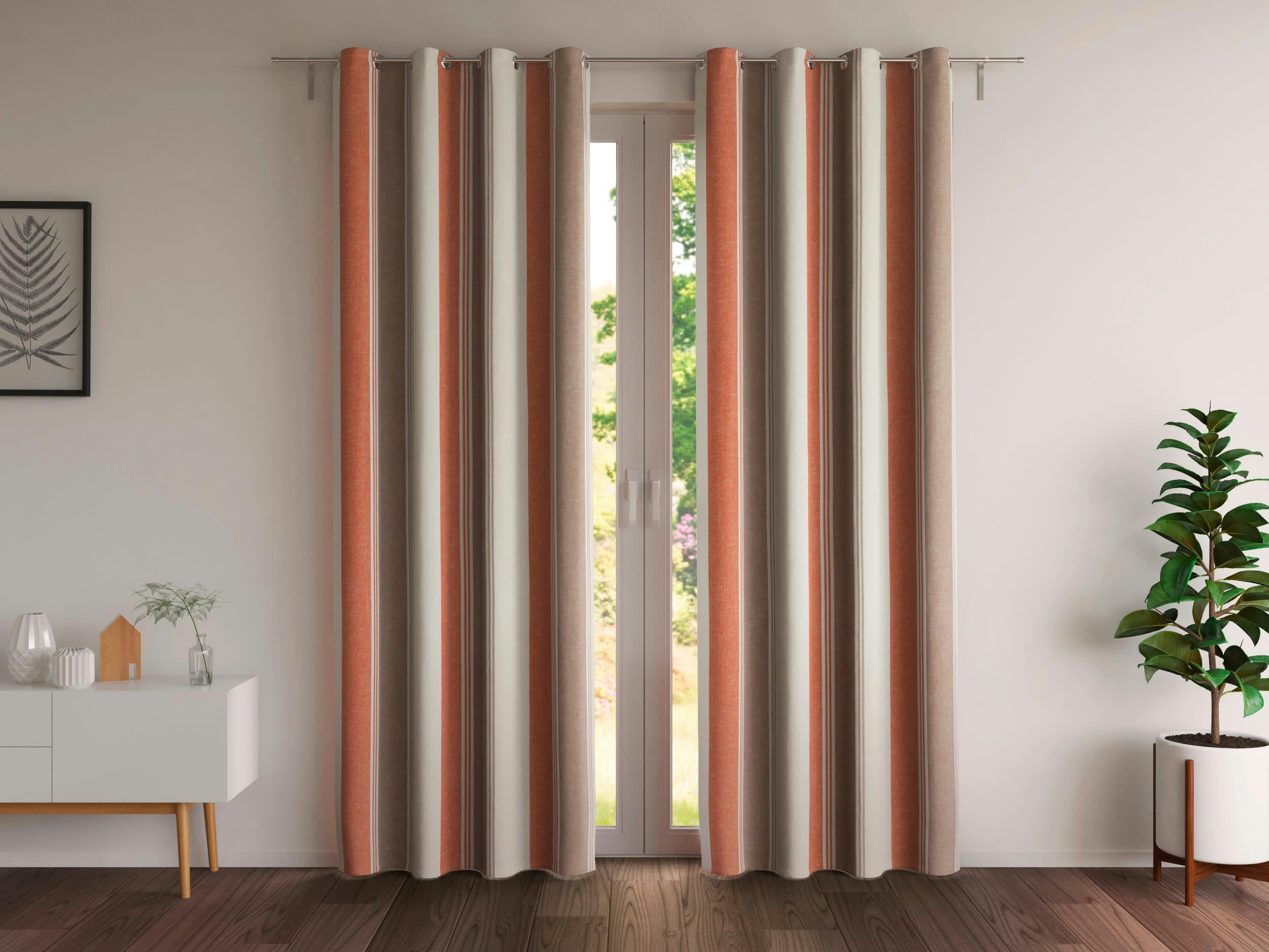 ALPS - Rideau à l'unité monté sur œillet 135x180 en coton rouge