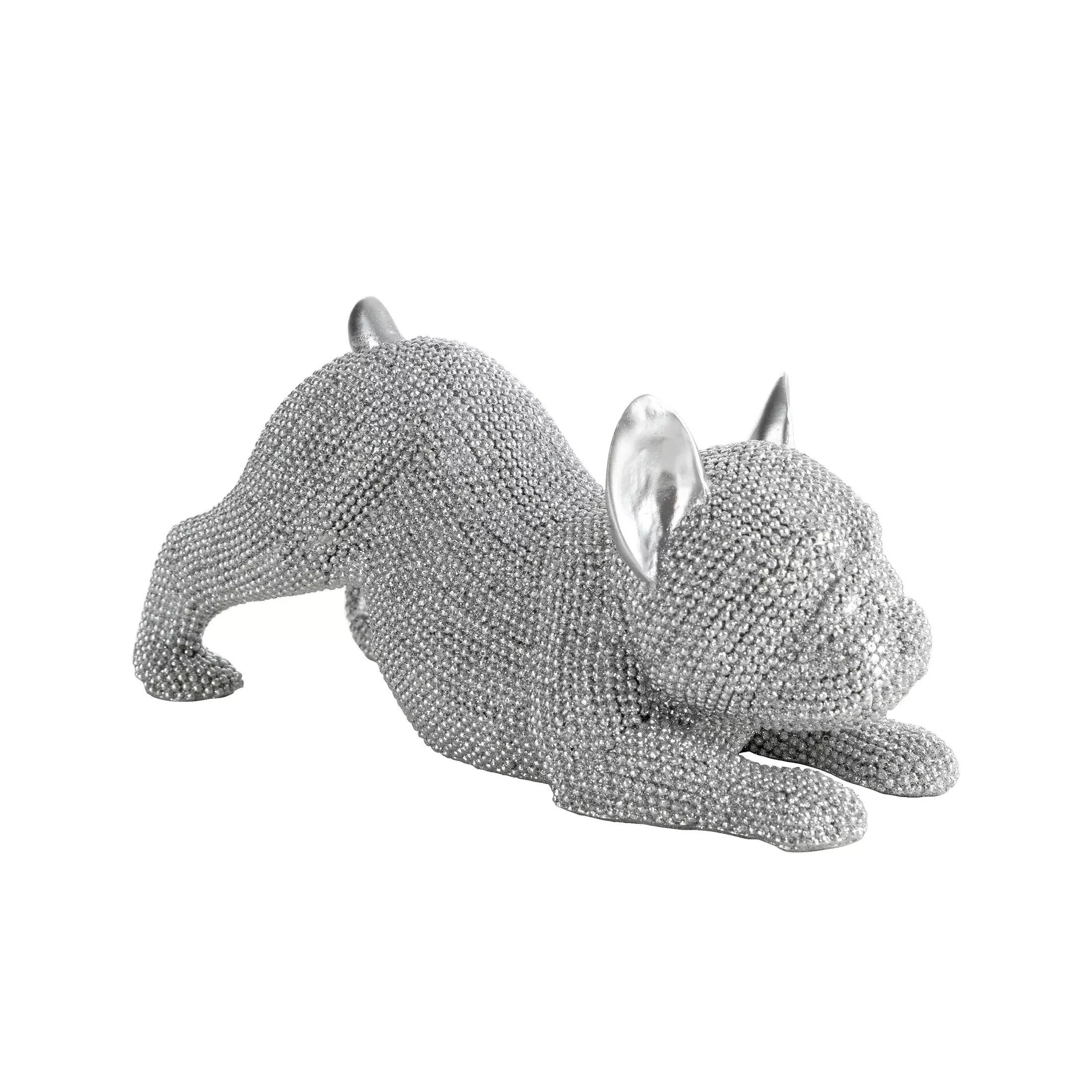 Figurka srebrna pies o drobnym strukturalnym wzorze 19x8x9 cm ELDO
