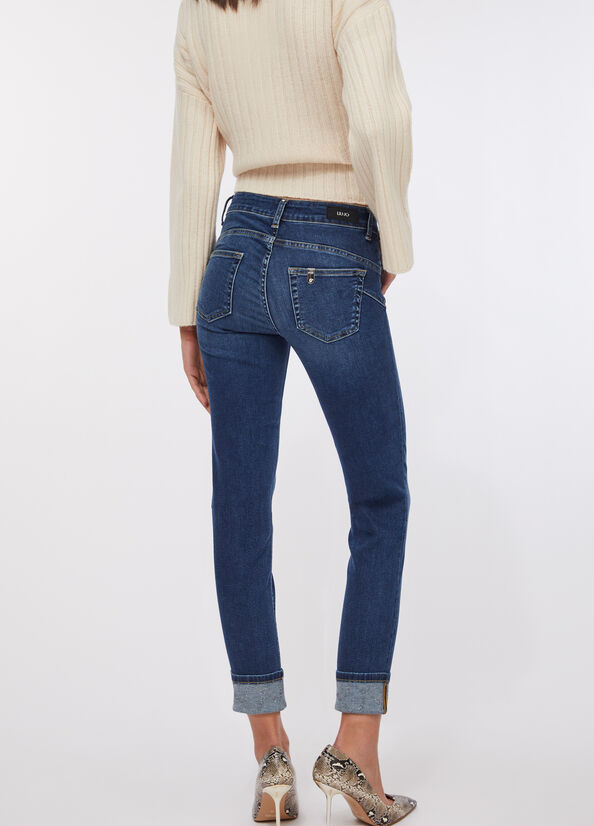 Jeans skinny con risvolto