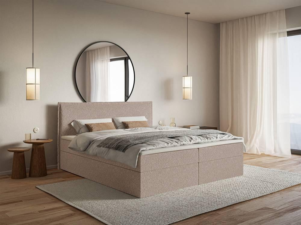 Boxspring Esmay chenille met opbergruimte en topper 180 x 200 cm