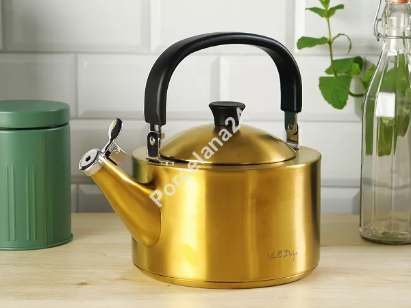 Czajnik z gwizdkiem 1,5 L Vialli Design - Diamante złoty mat 1K.CZA.9194